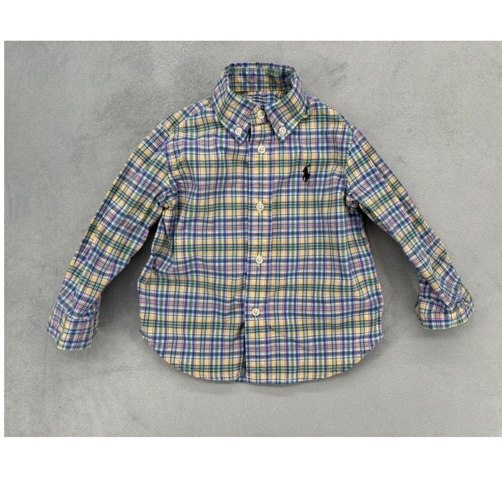 Ralph Lauren Button Down Baby Boy 18M Multicolor Plaid Long Sleeve Preppy Shirt